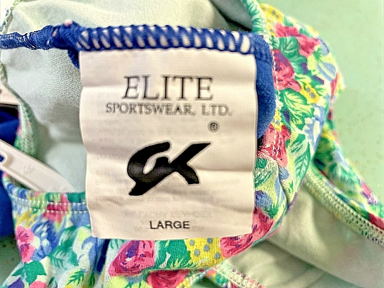 GK Elite Adult Leotard Womens Large Blue Bottom With Floral Multicolor Top New