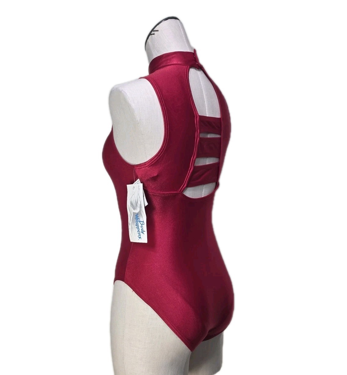 Body Wrappers VTG Open Back High Neck Keyhole Vented Leotard Red Size AS