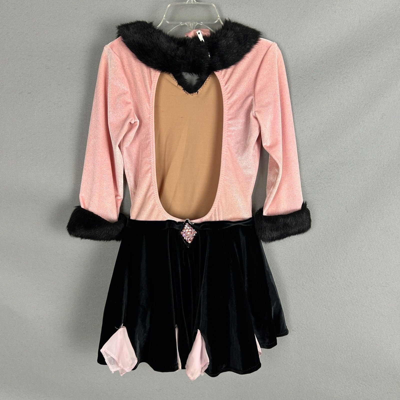 Mara Musical Theater Dance Set Adult Medium Pink Black Faux Fur Skirt Costume