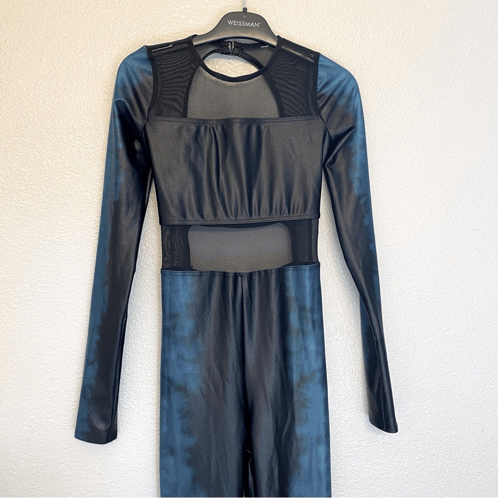 WEISSMAN Elite Dance Costume unitard jumpsuit teal blue Nightlight 14919 XSA LC