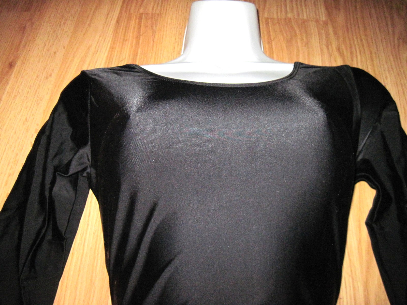Plus Size Shiny Black Shelf Lined Spandex Long Sleeve Scoop Leotard Size 2XL NWT