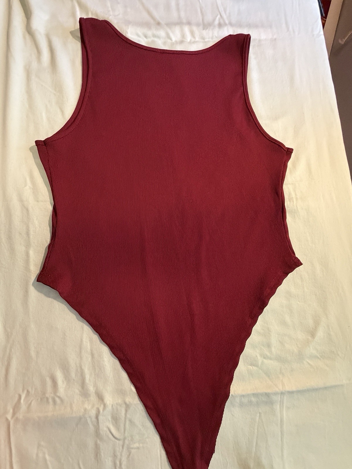 Woman’s SHEIN Leotard Size 4XL Wine Colored With Scalloped Neckline