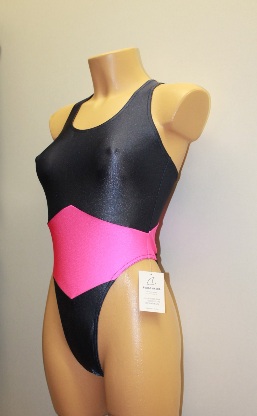 Women Thong One-piece Leotard 202-19 Racerback Black and Pink Spandex Size S