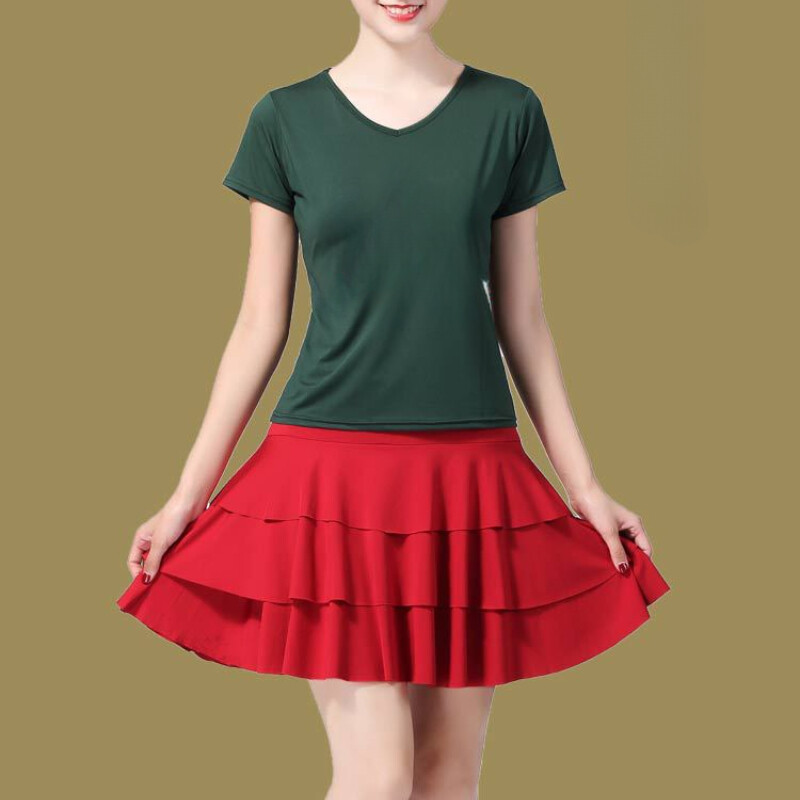 Lady Mini Dance Skirt Layered Tiered Dancewear Performance with Underpants skirt