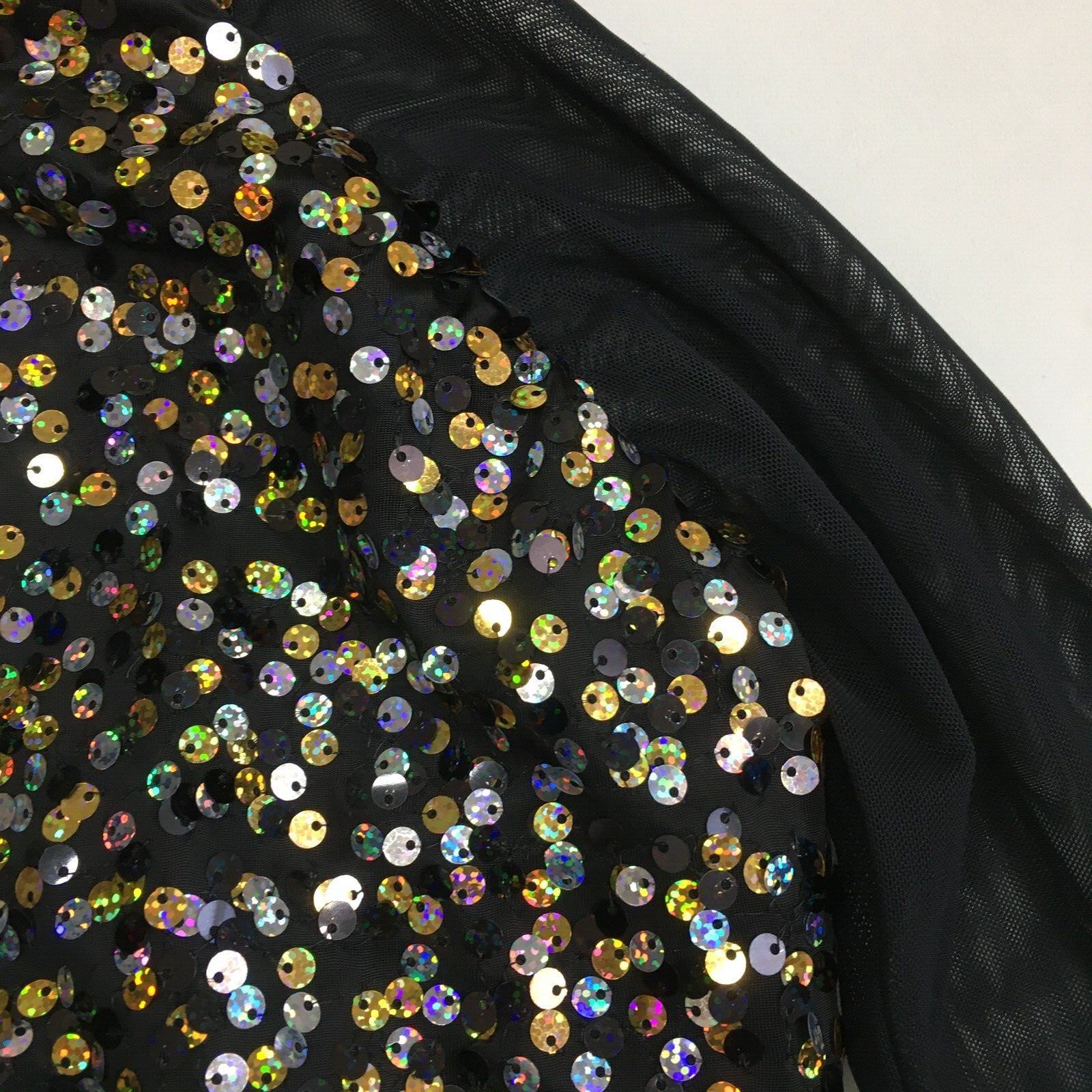 BALARA Dance Black Gold Silver Black Sequins Short Insert Dress sz Small/XS