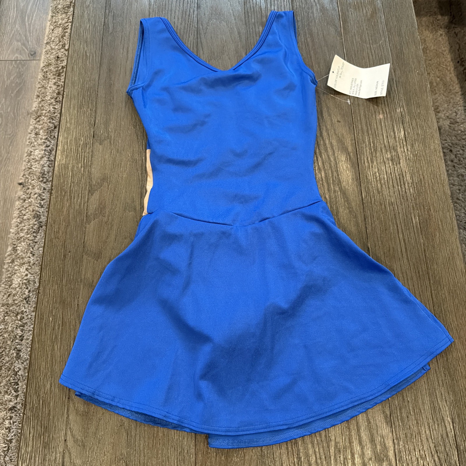 Baltogs Women’s Dance Leotard Spandex Royal Blue nude Sheer Brief Lined New
