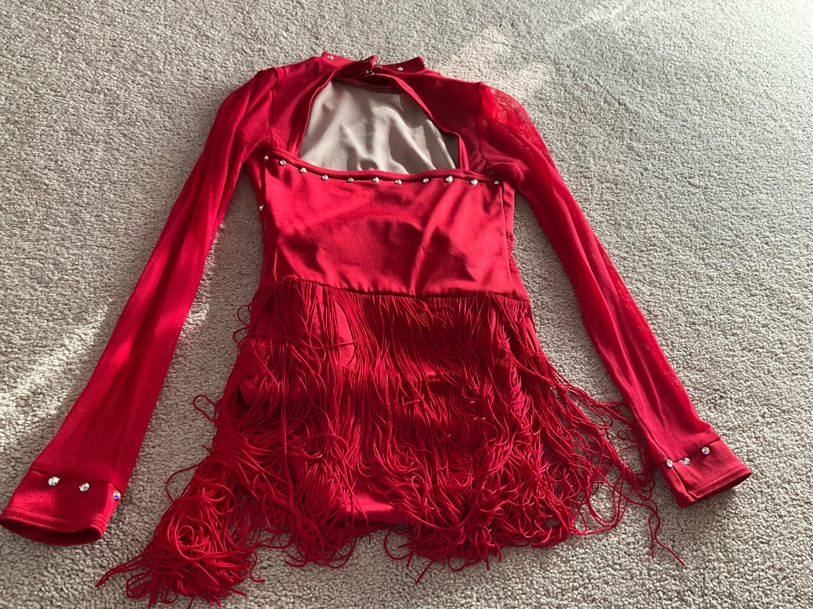 Weissman Girls Fringe Red Jazz/Tap Costume – Rhinstoned, Youth medium