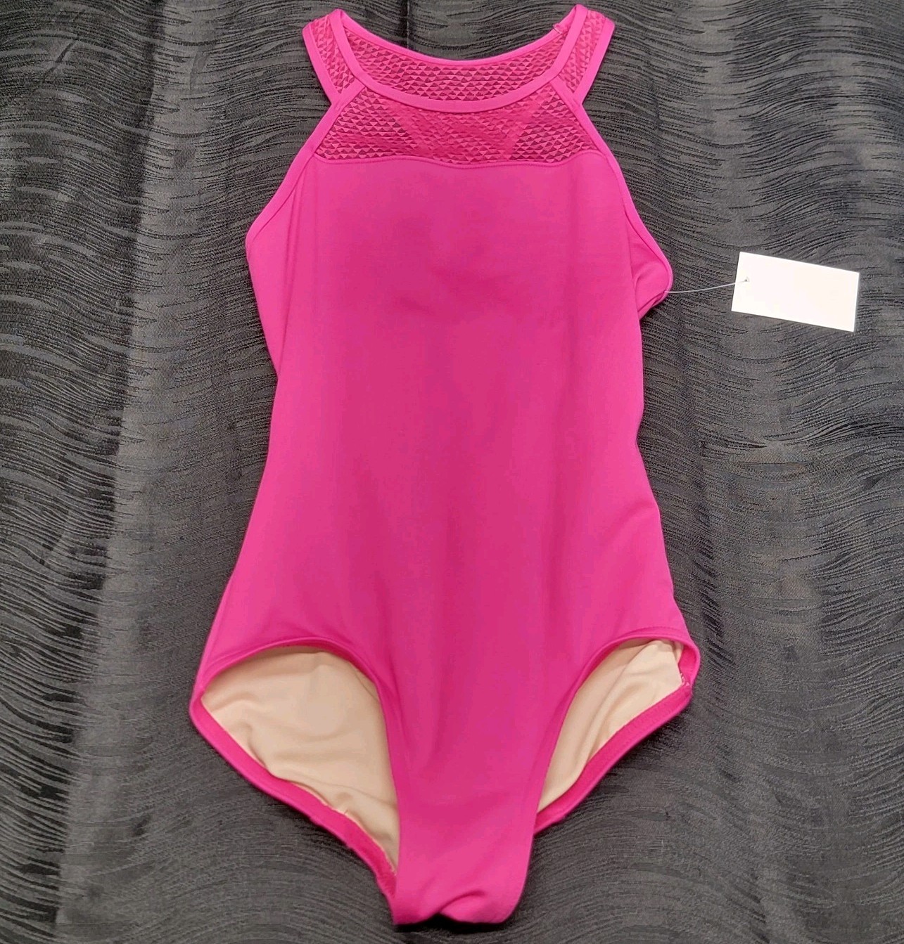 Capezio Lace Racerback Leotard Hot Pink High-Neck Racerback Fully Lined SZ. XS