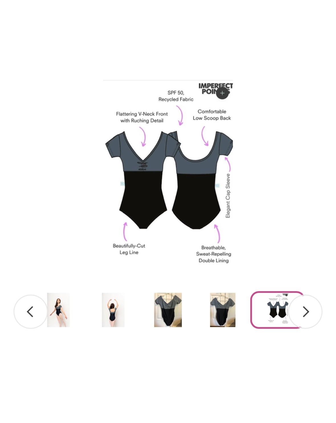 Imperfect Pointes Leotard| Large| Black and Grey| EUC
