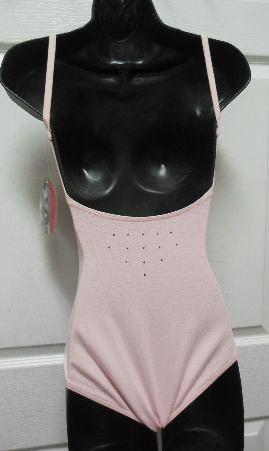 CAPEZIO CAMISOLE LEOTARD Pink w Rhinestone back cotton spandex 90193 Small Adult