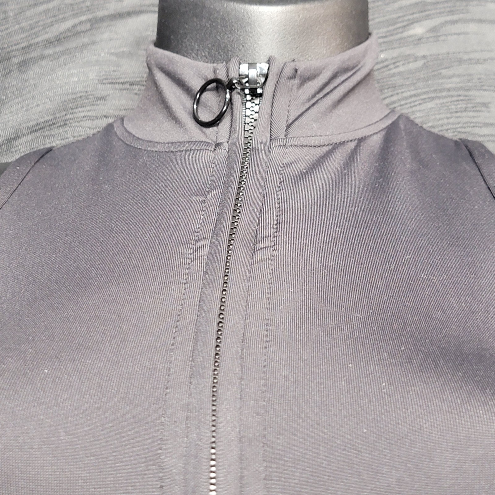 Danz N Motion Tank Leotard Black Mock Neck Front Zipper Mesh Racerback SZ. P