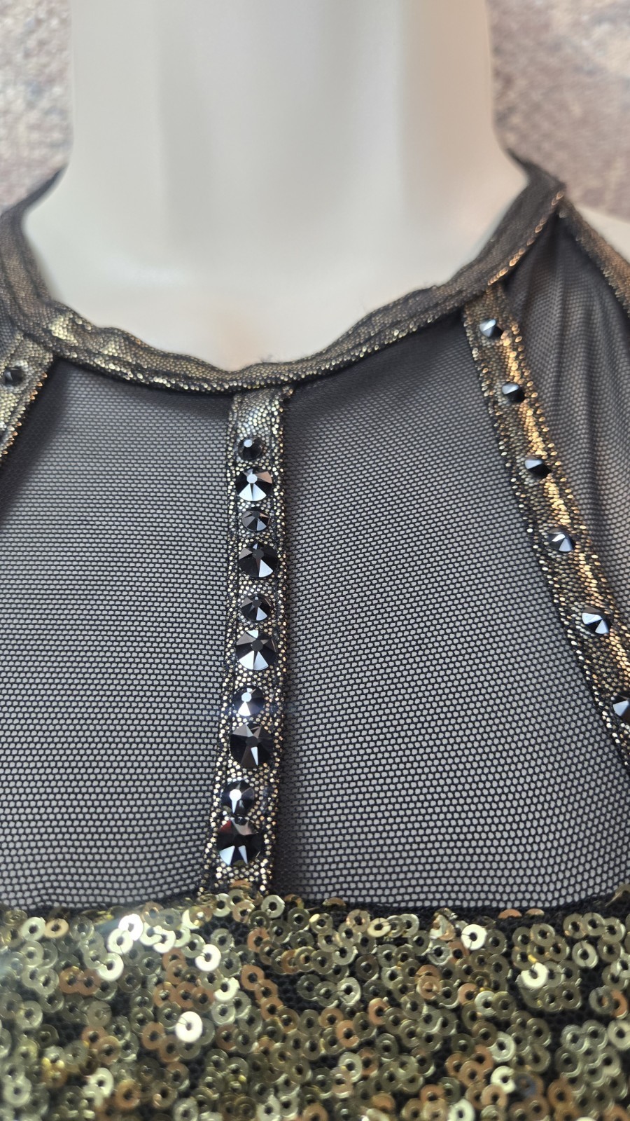 WEISSMAN Women’s SA (4/6) Purple Gold Black SEQUINS Dance Costume Tassels EUC