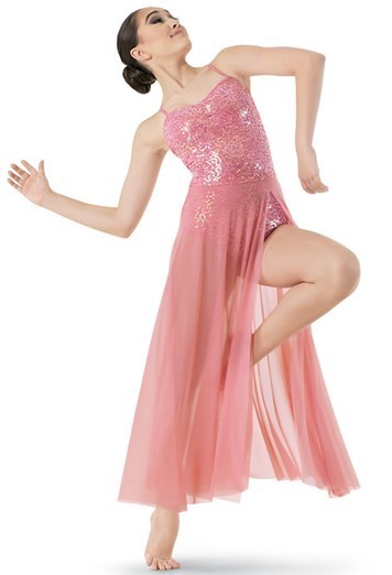 WEISSMAN Balera Pink Sleeveless Sequin Maxi Dance Dress D9692 MA
