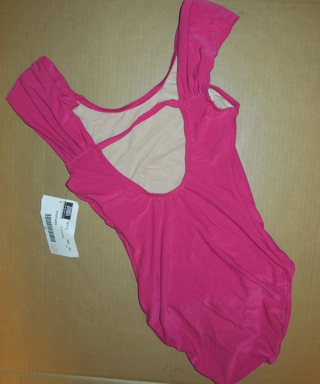 T Low Back Matte Spandex Leotard Lined Front Gathered Wide Strap Red or Berry