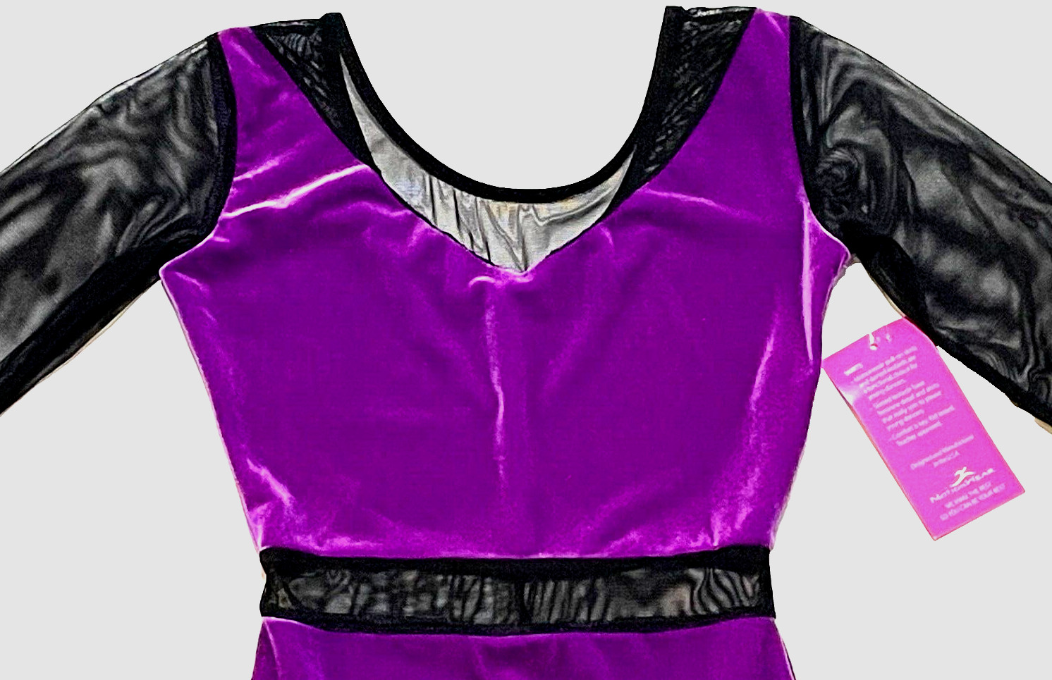Motionwear Velvet Biketard Bodysuit Unitard Mesh LS Competition Duet New Women S