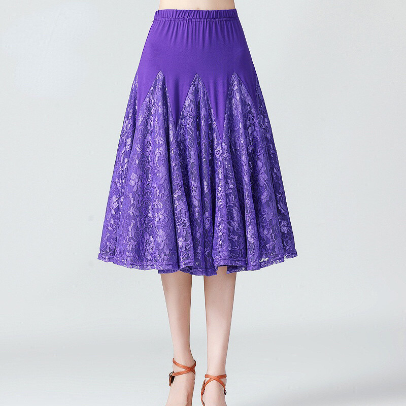 Lady Lace Midi Dancewear Ballroom Dance Skirt Latin Salsa Modern Tango Swing