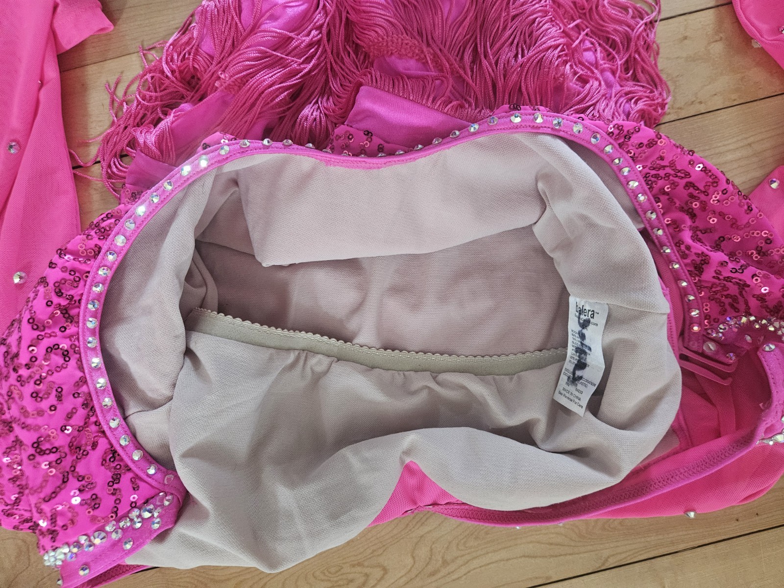 Balera Leotard Pink Sequin Rhinestone Dance Adult Small Long Sleeve Shines!
