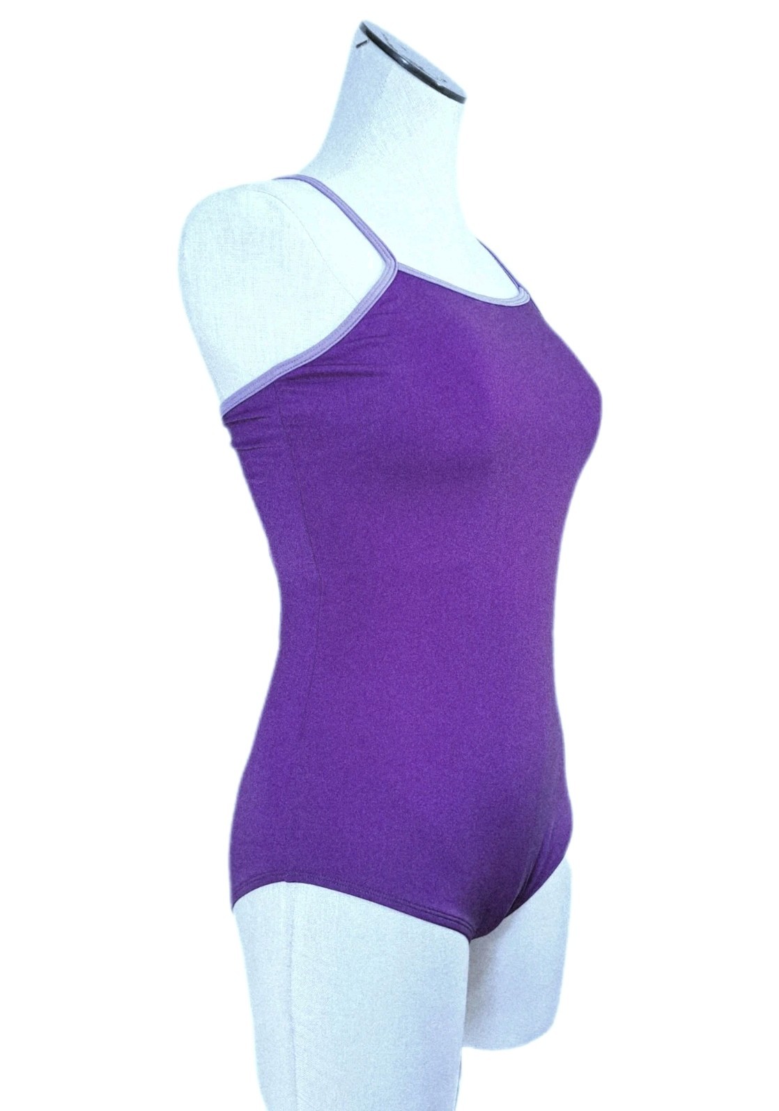 Aja VTG Keyhole Cutout Crossback Tank Leotard Purple Strappy Reversible Strap AM