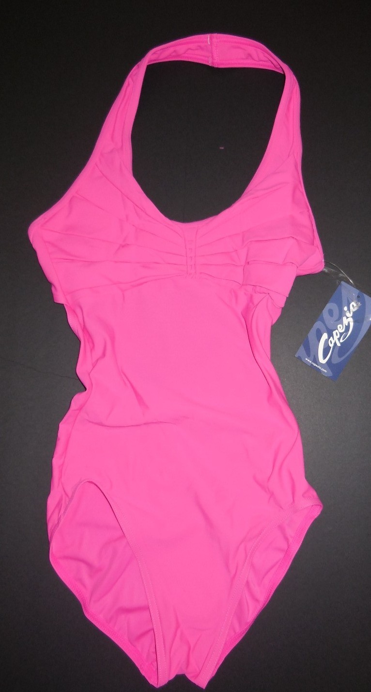 Capezio HALTER LEOTARD PLEATED synergy FRONT Hibiscus #10190 DANCE BALLET