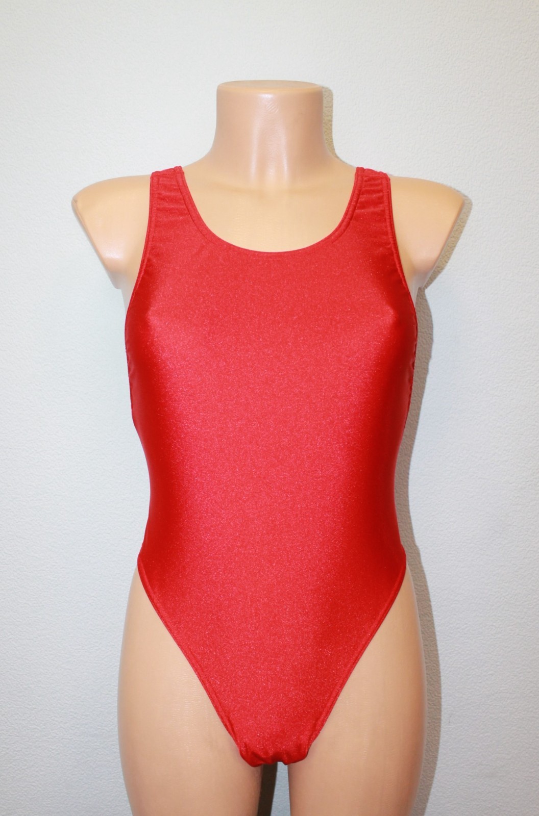 Women Thong One-piece Leotard 202-06 Racerback Red Spandex Size S