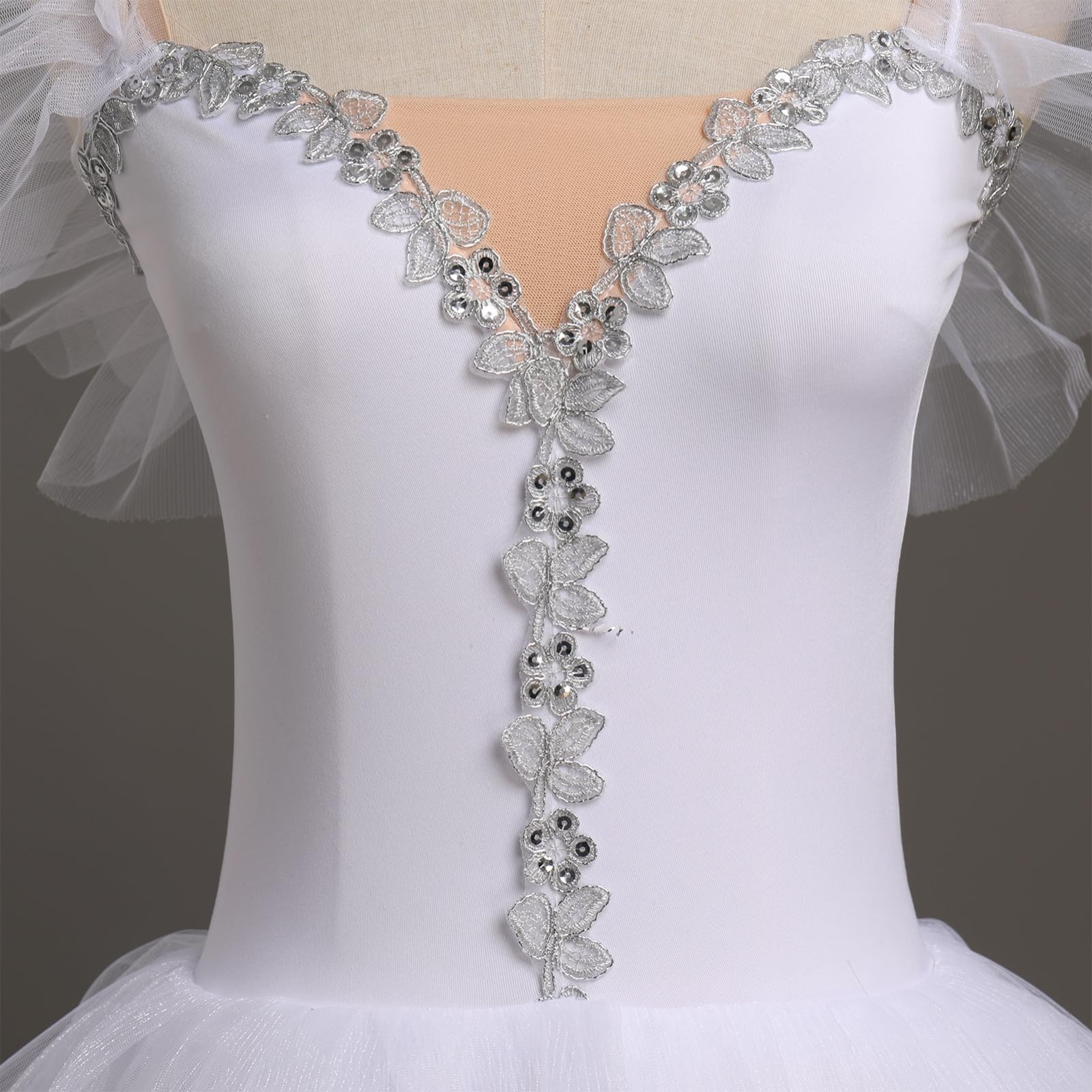 Elegant Ballerina Leotard for Women – Embroidered Tulle Skirted Dance Costume