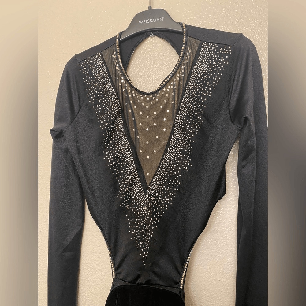 Weissman dance costume solo black crystal jazz lyrical My Head My Heart 14914 MA