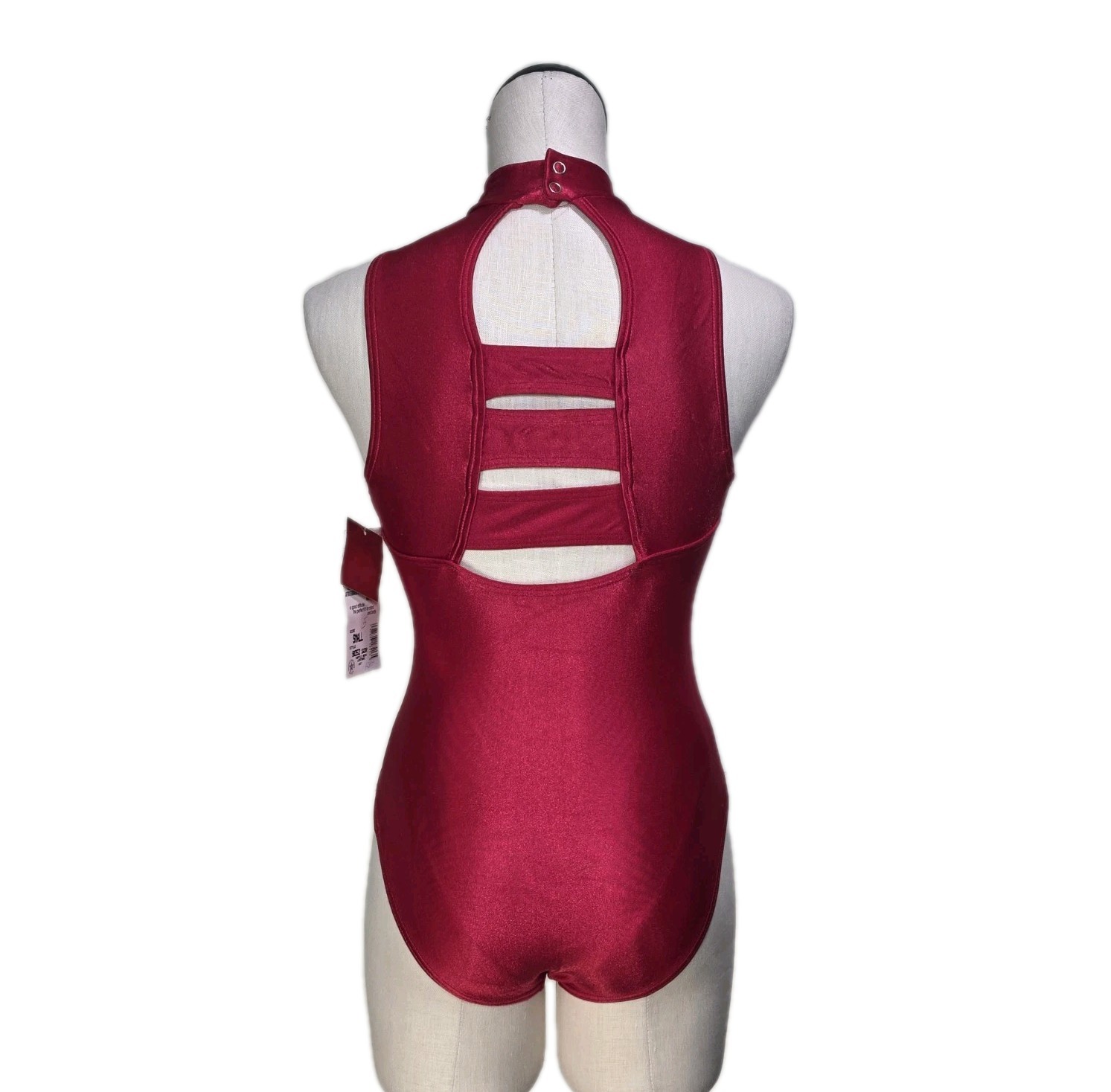 Body Wrappers VTG Open Back High Neck Keyhole Vented Leotard Red Size AS