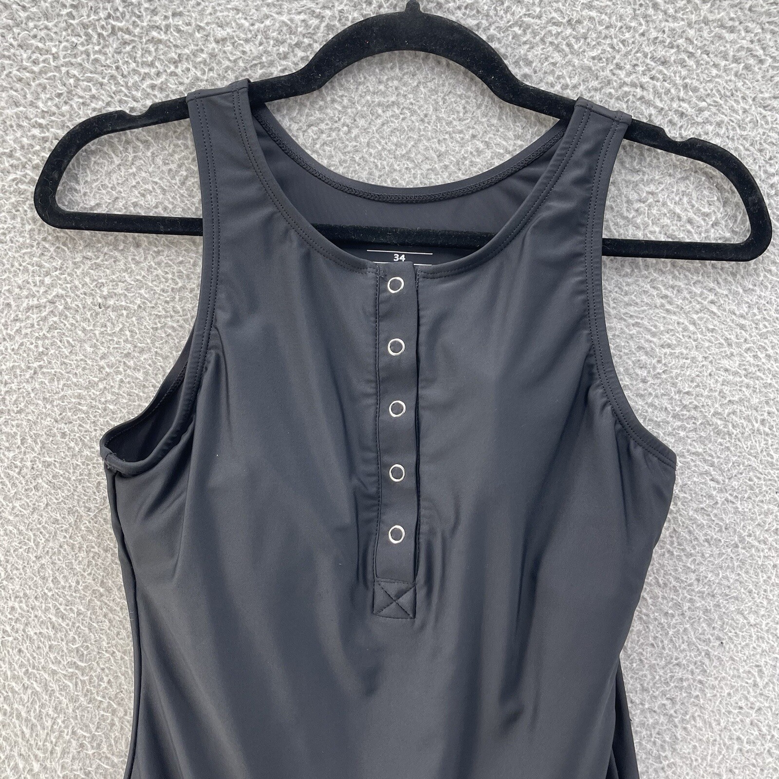 Baleaf Leotard Women 34 Black Henley Neck Performance Stretch Bodysuit Dancewear