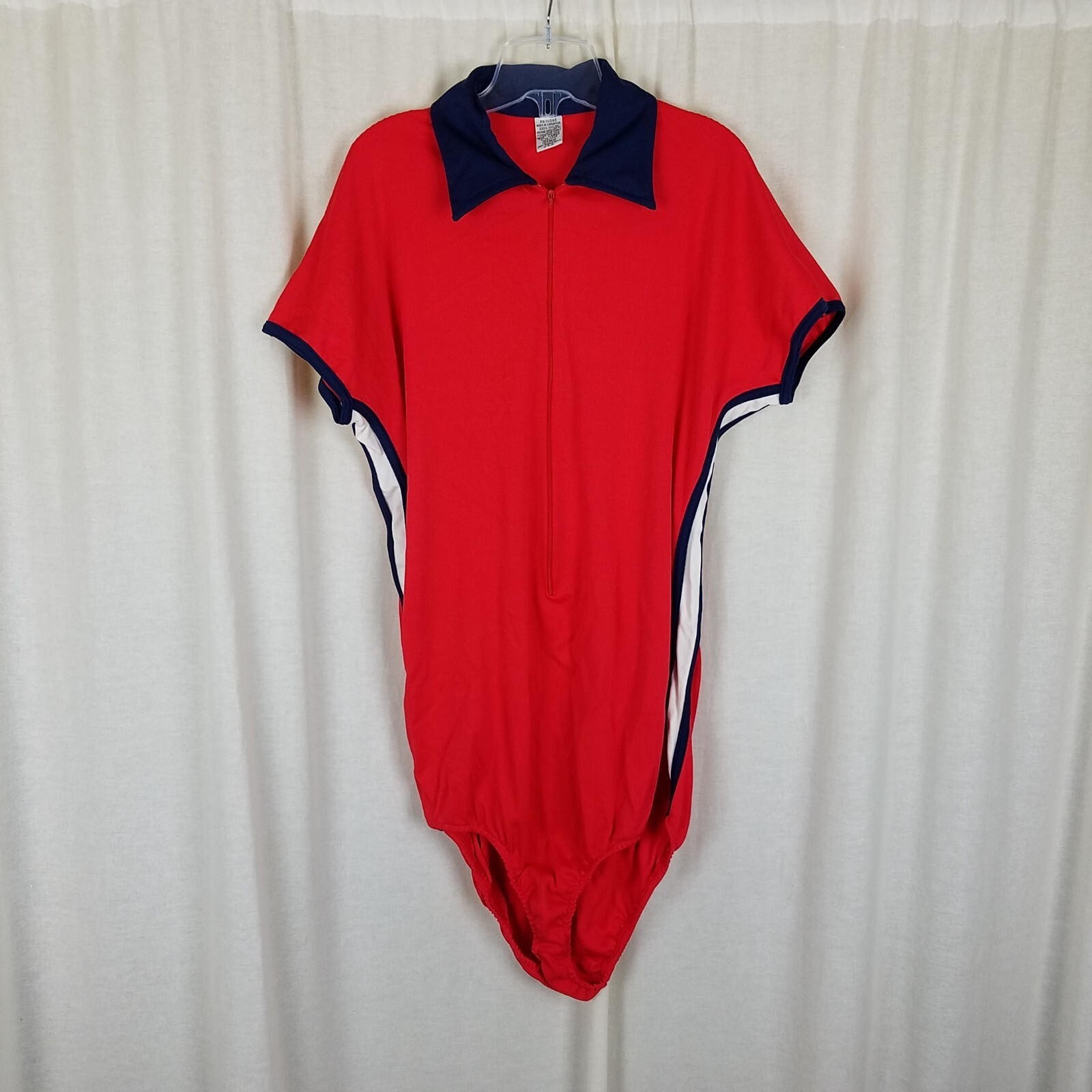 Vintage Sears Collared Short Sleeve Gymnastics Leotard Unitard Womens Adult L