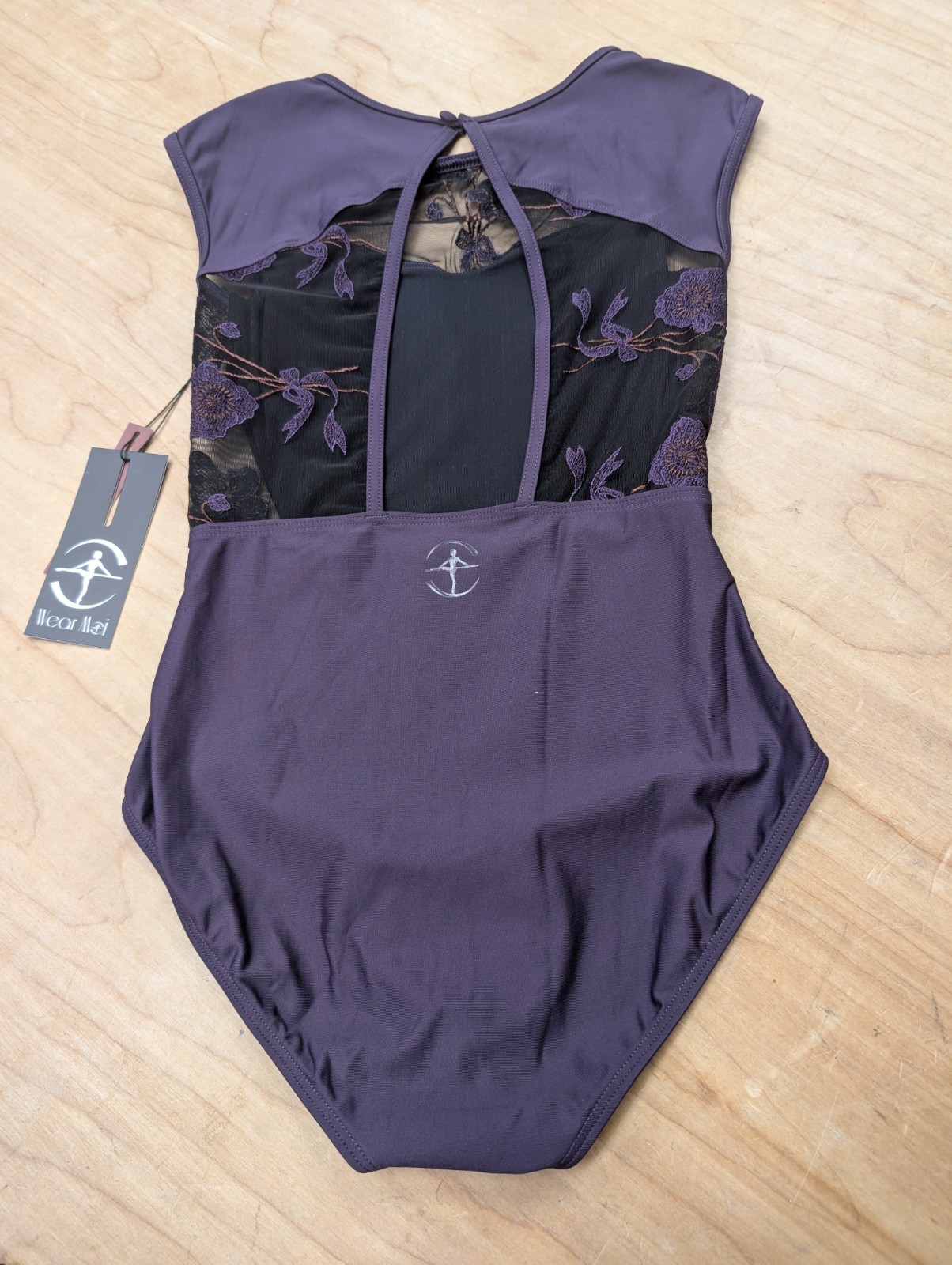 Wear Moi Muscari Purple With Purple Floral Mesh Lace Cap Sleeve Leotard Ballet