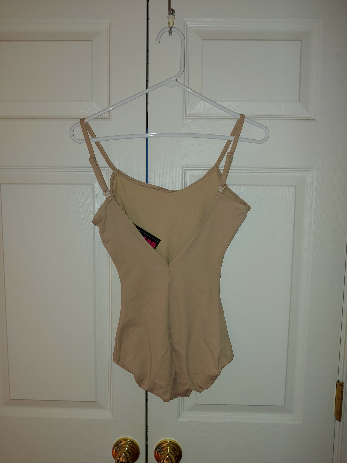 New Women Eurotard Nude Tan Tank V Back Adjustable Straps Leotard Adult L