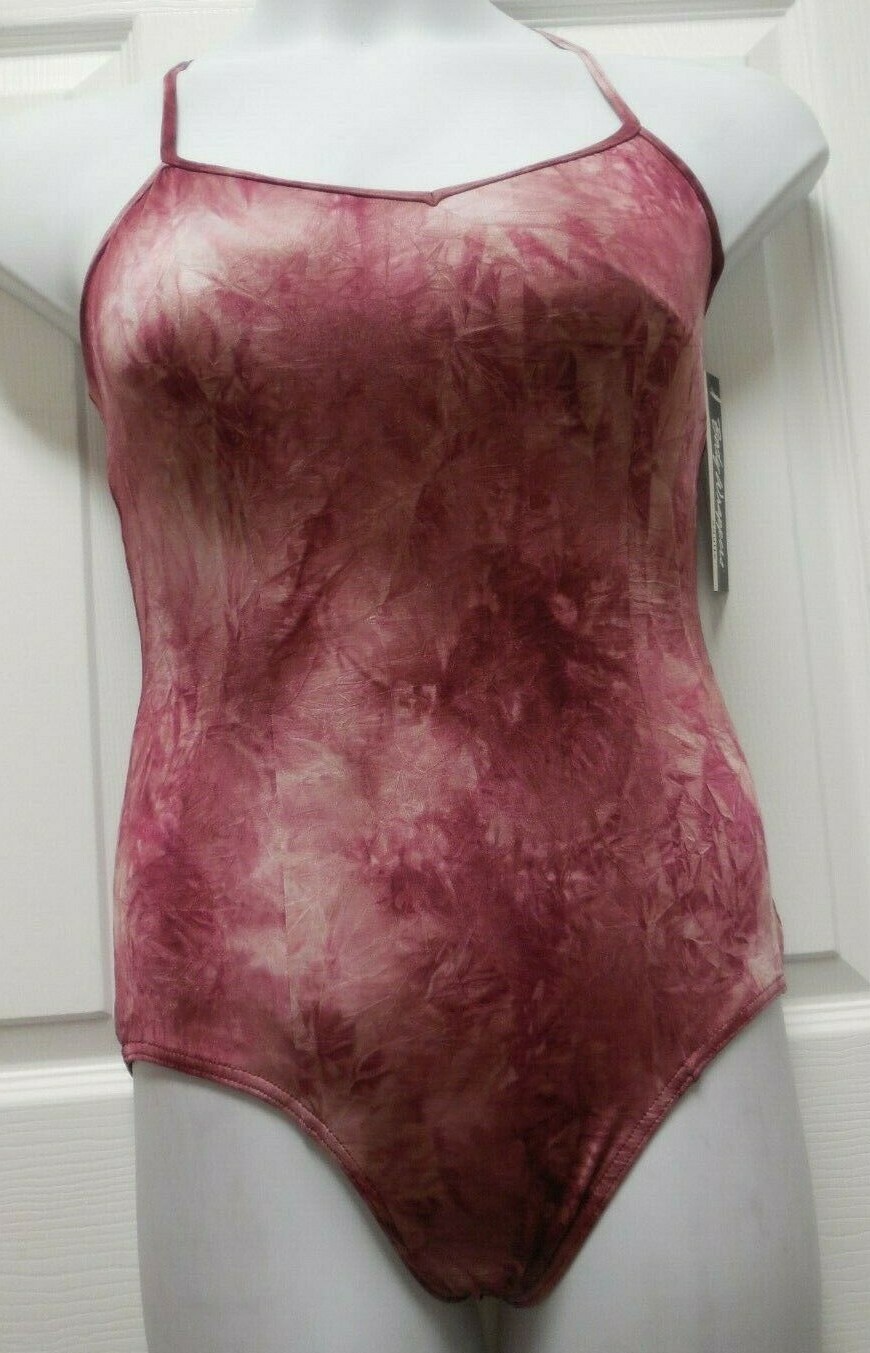 Wine TIE DYE CAMISOLE LEOTARD Dance Body Wrappers FRONT LINED Adult or Child NWT