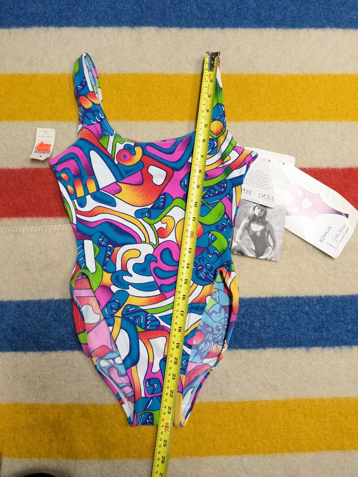 BNWT VTG 80s Gilda Marx USA Lycra Spandex Supplex Multicolor Leotard S