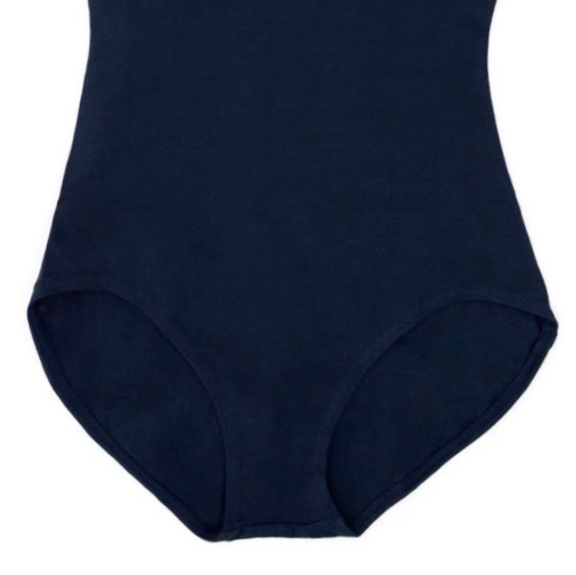 Danskin Adult Small Leotard Bodysuit Navy Blue Short Sleeve Scoop Neck Dance