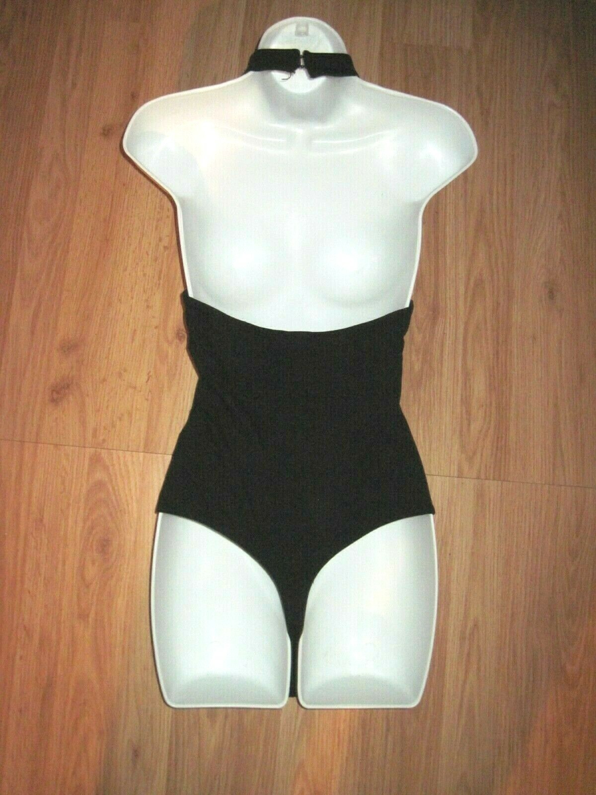 Lace Up Front Open Back Halter Top Snap Crotch Thong Black Leotard Adult Medium