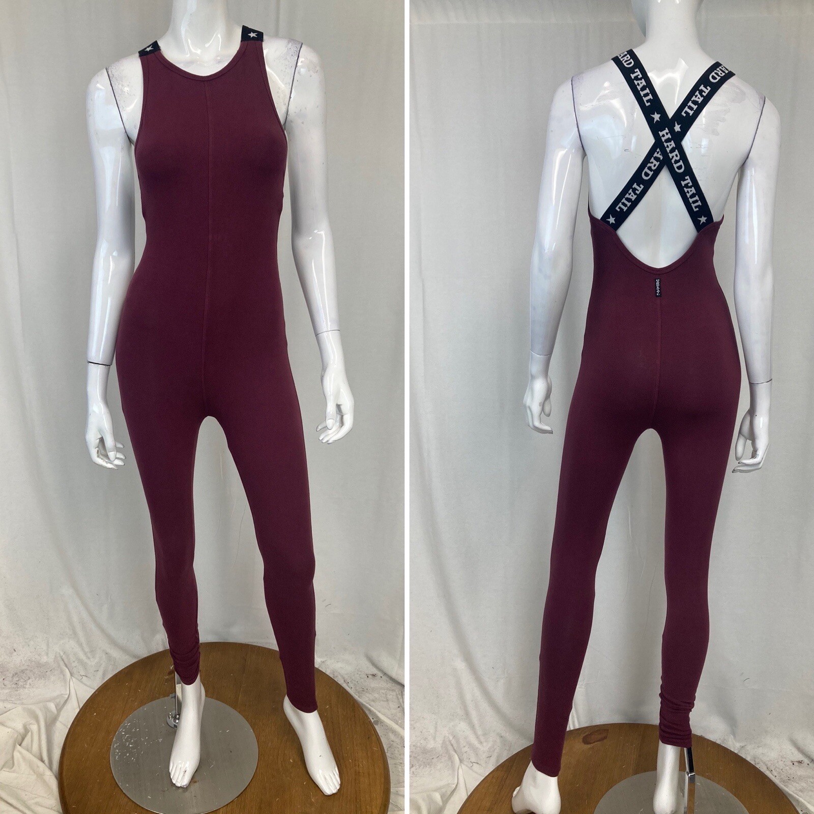 Women’s Hard Tail Maroon Burgundy Gymnastics Cotton/Lycra Leotard Jumpsuit Small
