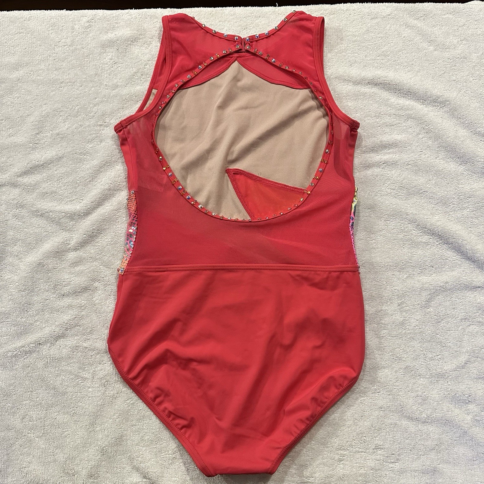 BALERA Orange Abstract Open Back Leotard Semi Custom Solo Dance Costume SA Small