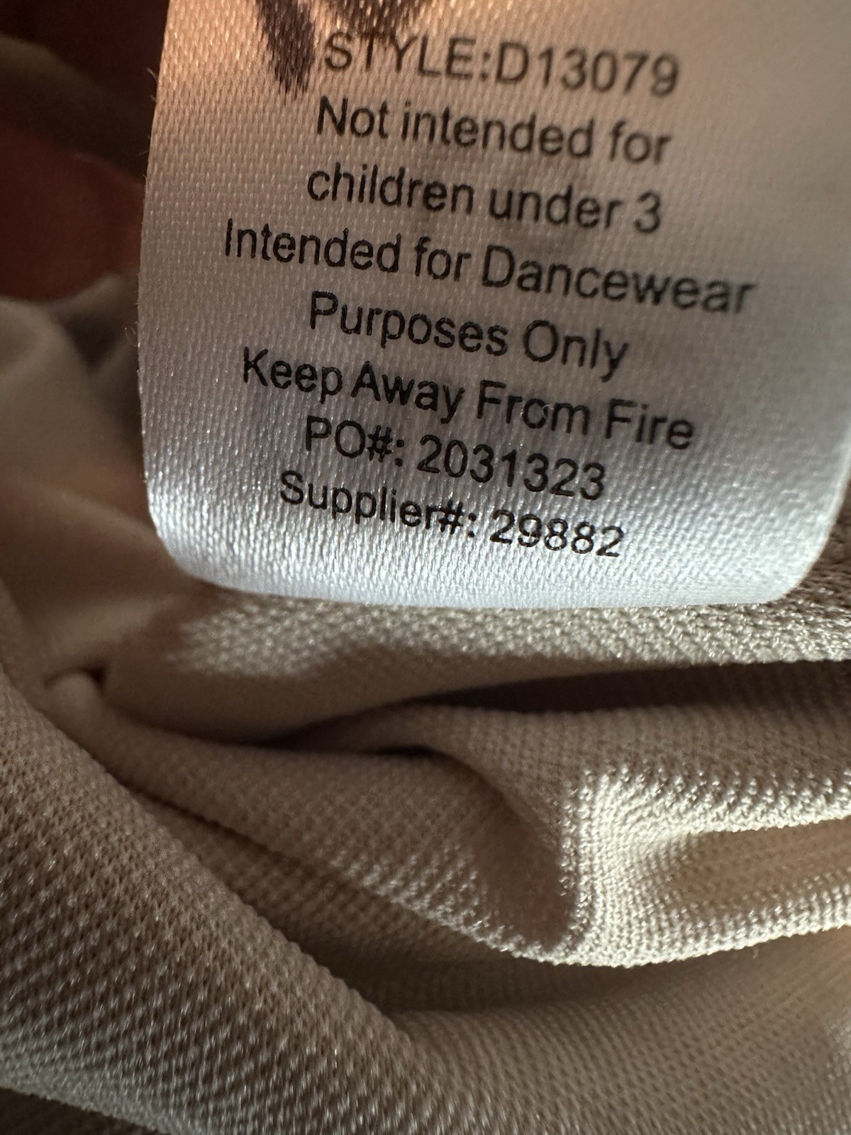 WEISSMAN Balera ~Size LC~ Dance Lyrical Tan Beige One Shoulder Tied Neck D13079