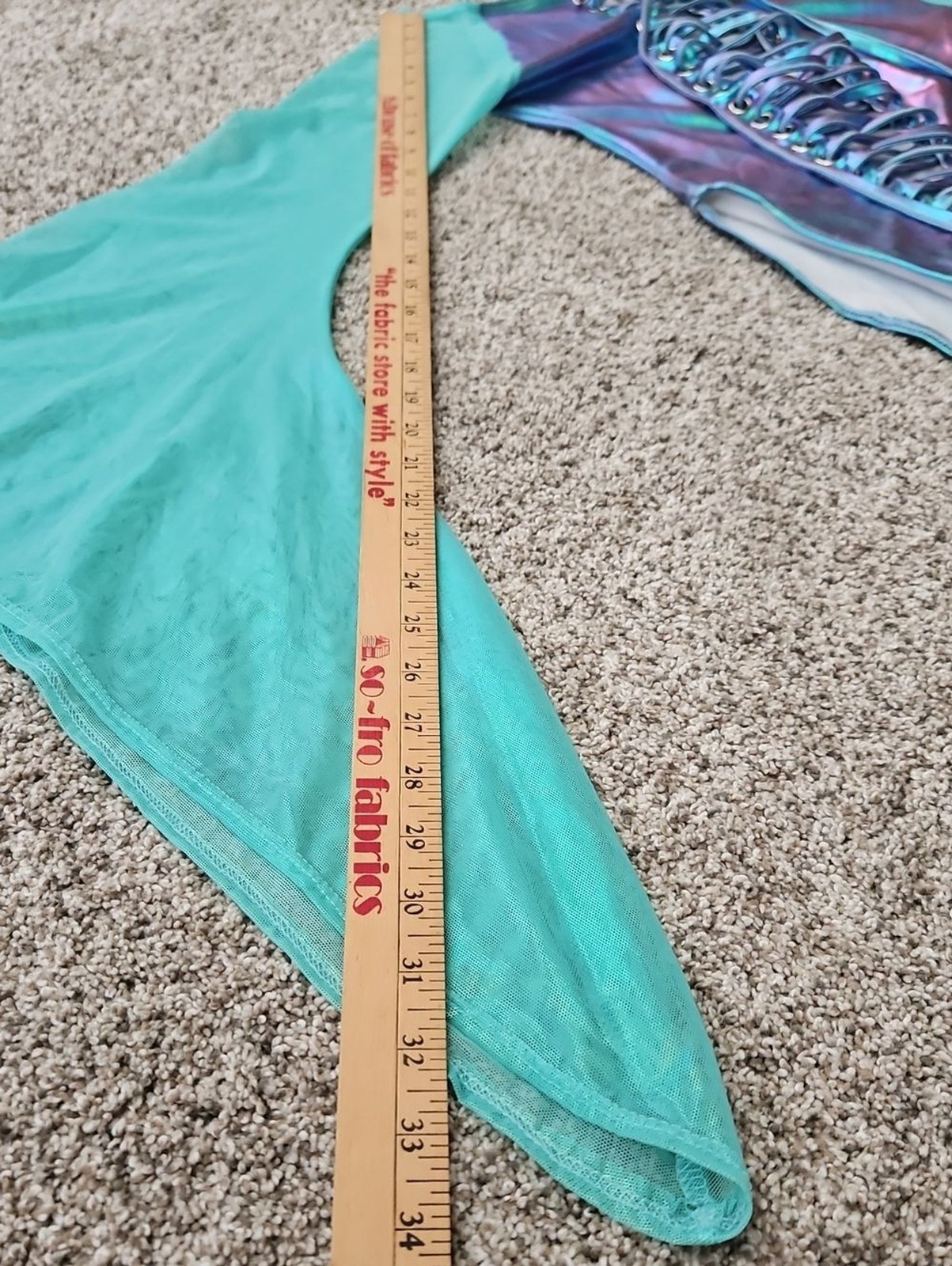 J. Valentine Metallic Iridescent Lace Up Rave Bodysuit Turquoise Green L/XL