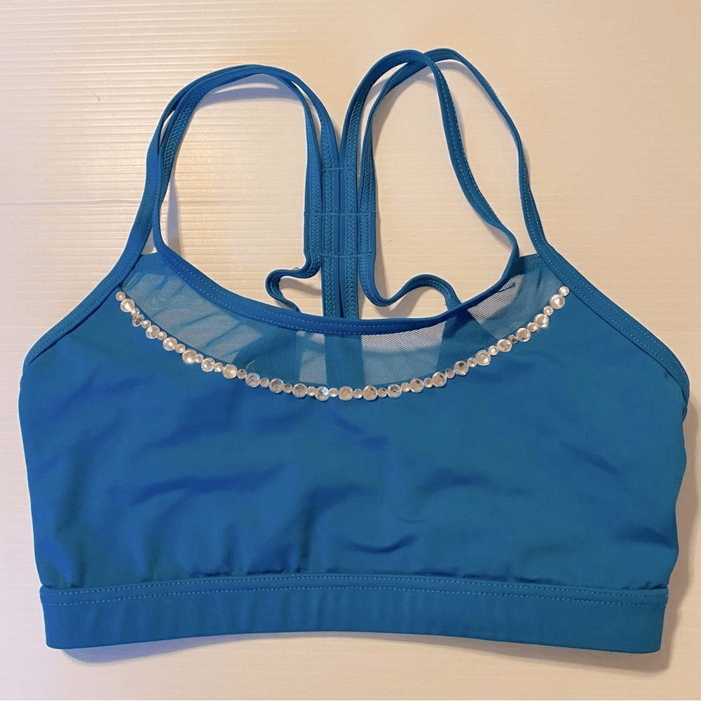 Weissman Balera dance teal custom crop top rhinestoned separates MT10874 SA