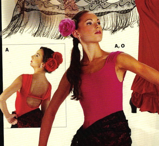 T Low Back Matte Spandex Leotard Lined Front Gathered Wide Strap Red or Berry