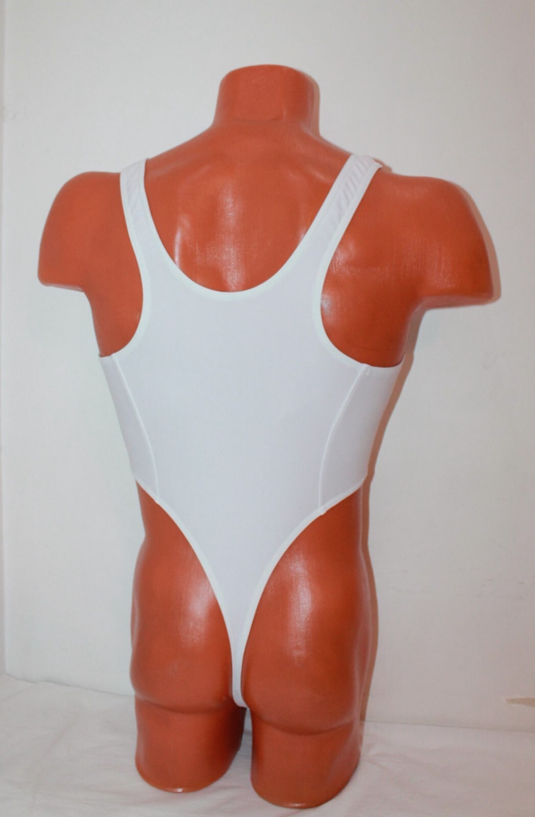 Men Thong Leotard 151-50 Hole Crotch White Spandex Size M