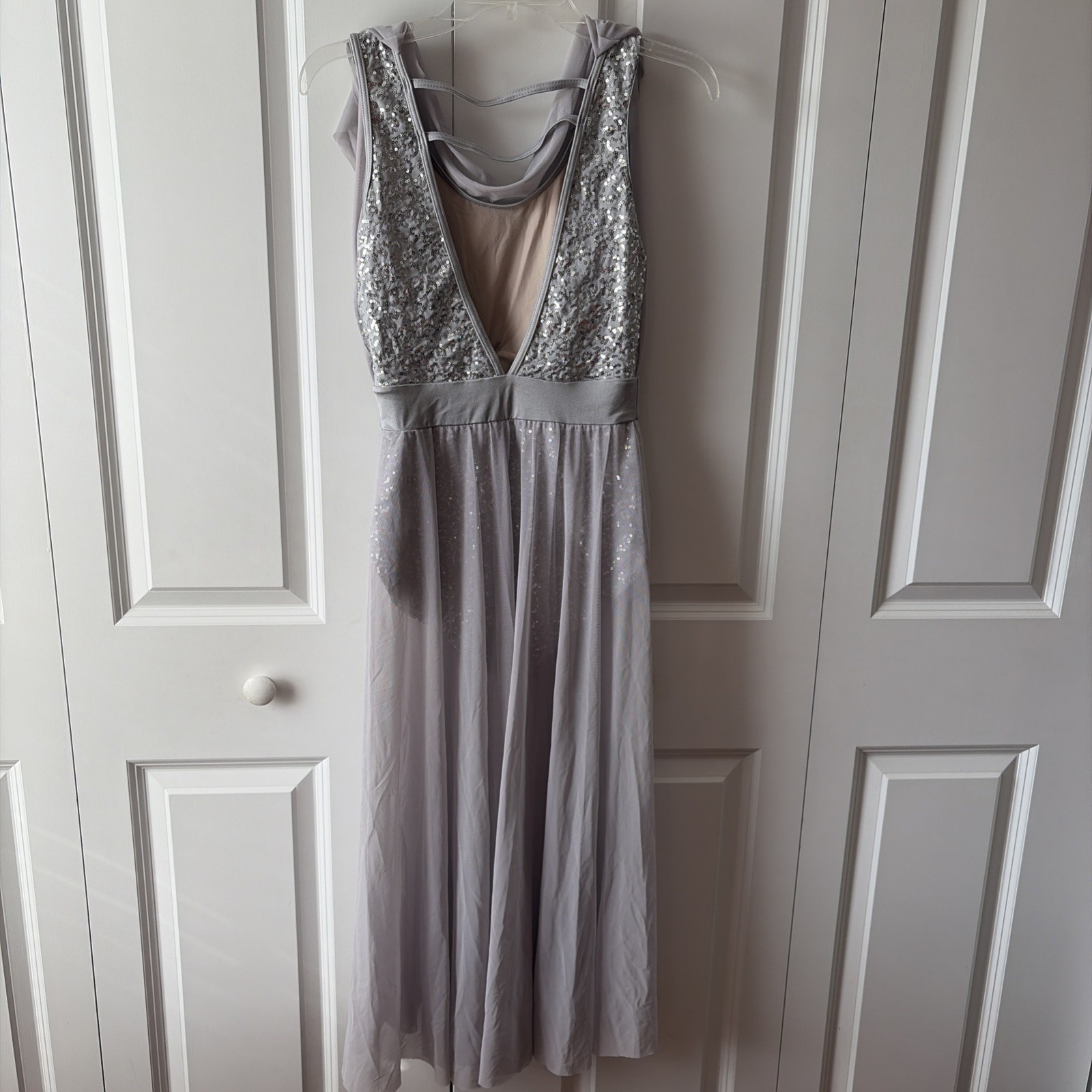 WEISSMAN Dance lyrical costume Silver Grey Dress MA Women’s Medium 8/10
