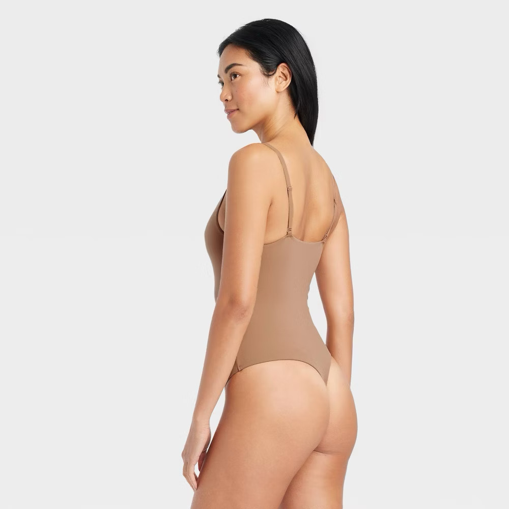 Women’s 4-Way Stretch Cami Bodysuit – Auden – Brown – Large – K2