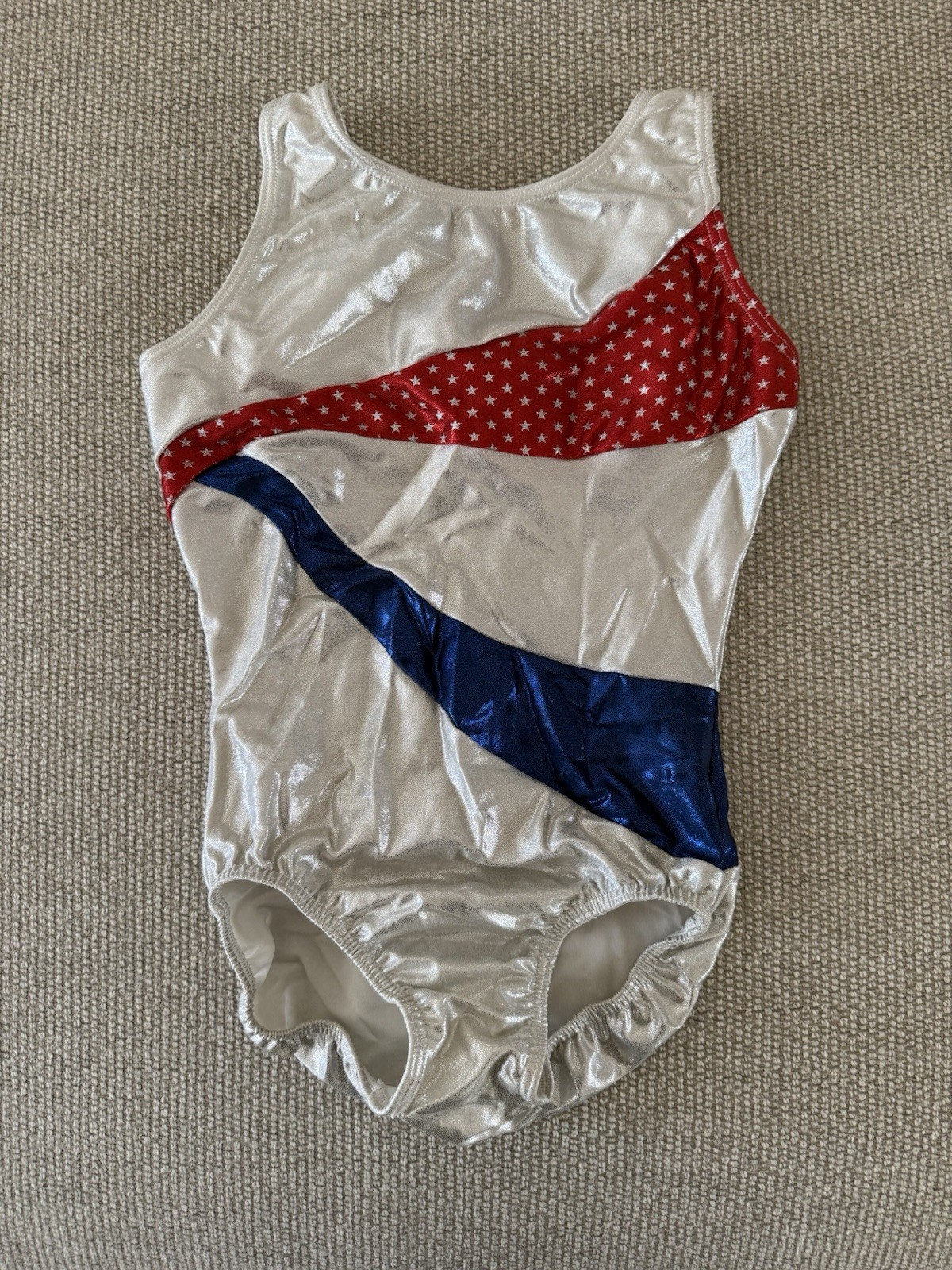 Motionwear Leotard Hologram Red White & Silver Bodysuit Gymnastics Women Small