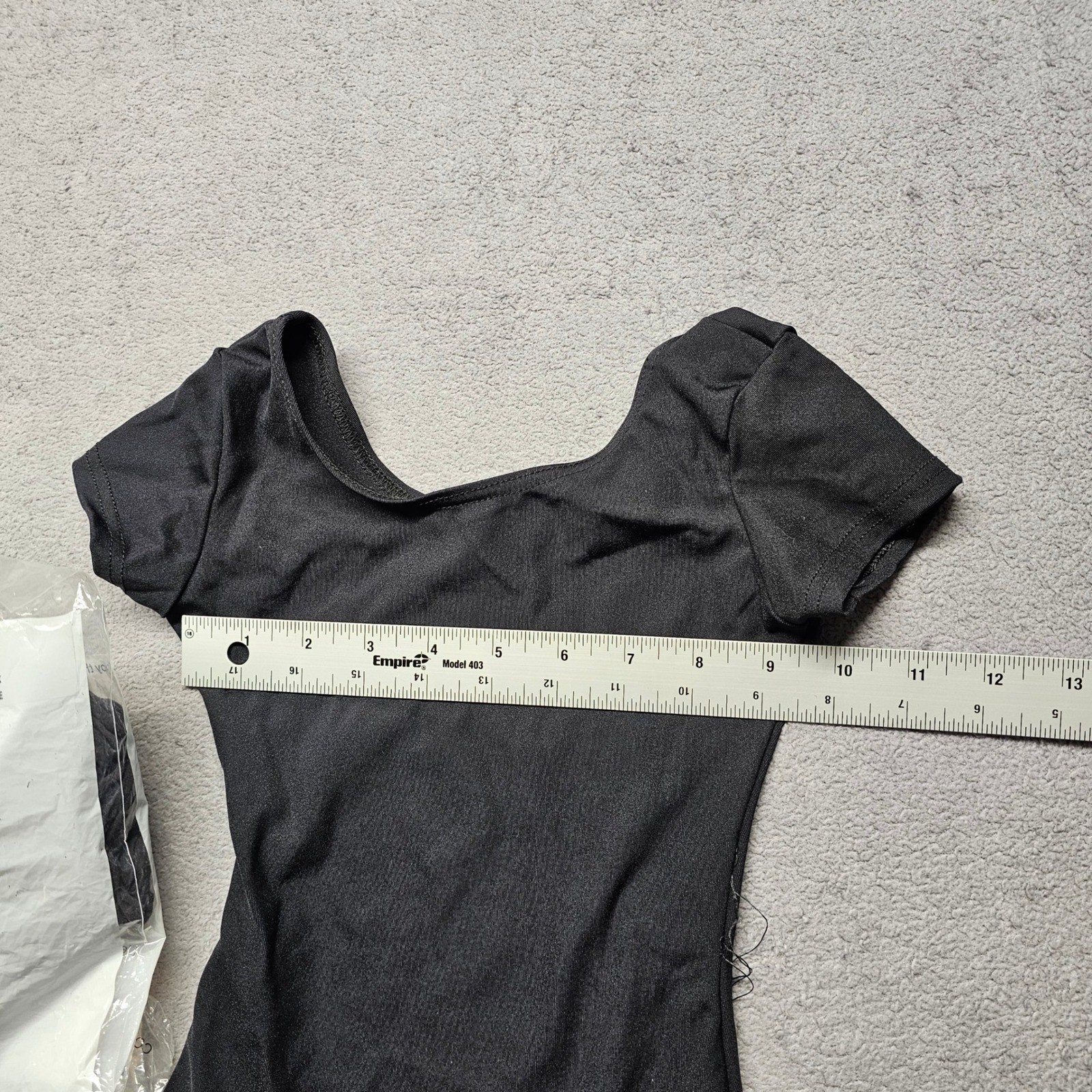 Black Short Sleeve Leotard and 4 L’eggs Everyday Off Black Sheer Toe Tights Set