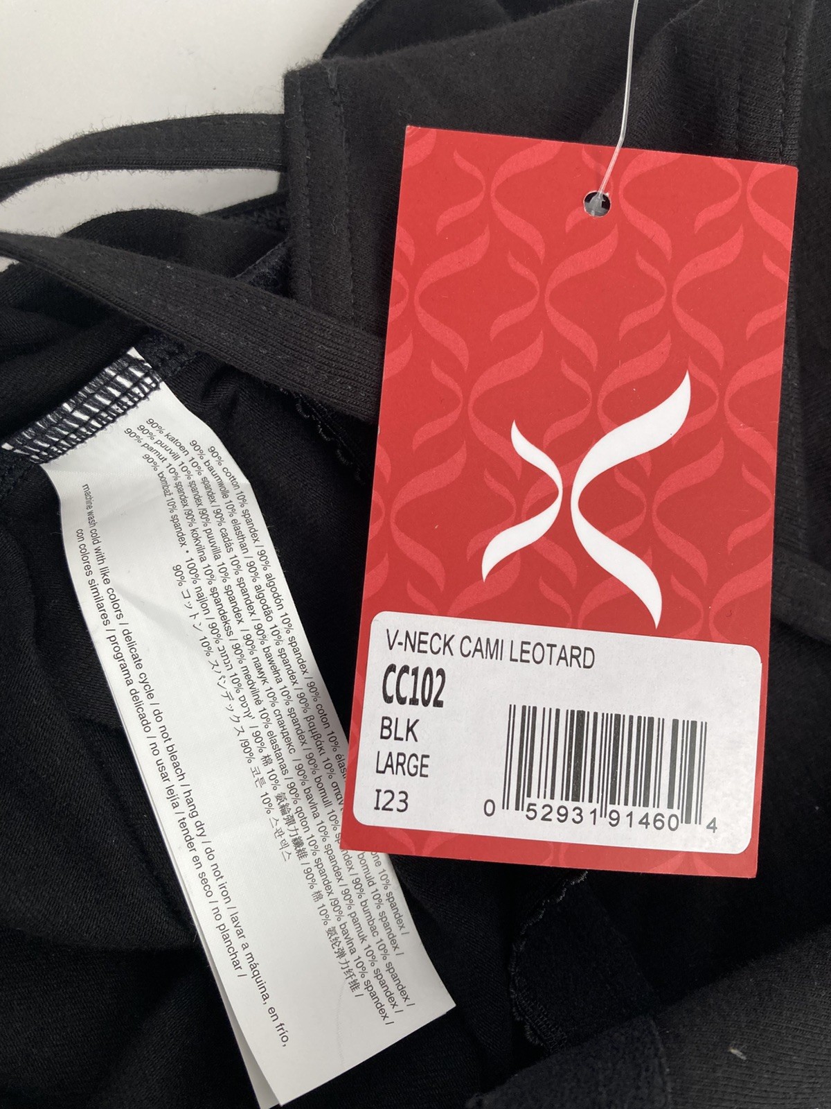 NWT Capezio Women’s Sleeveless V-Neck Cami Leotard Size Large Black