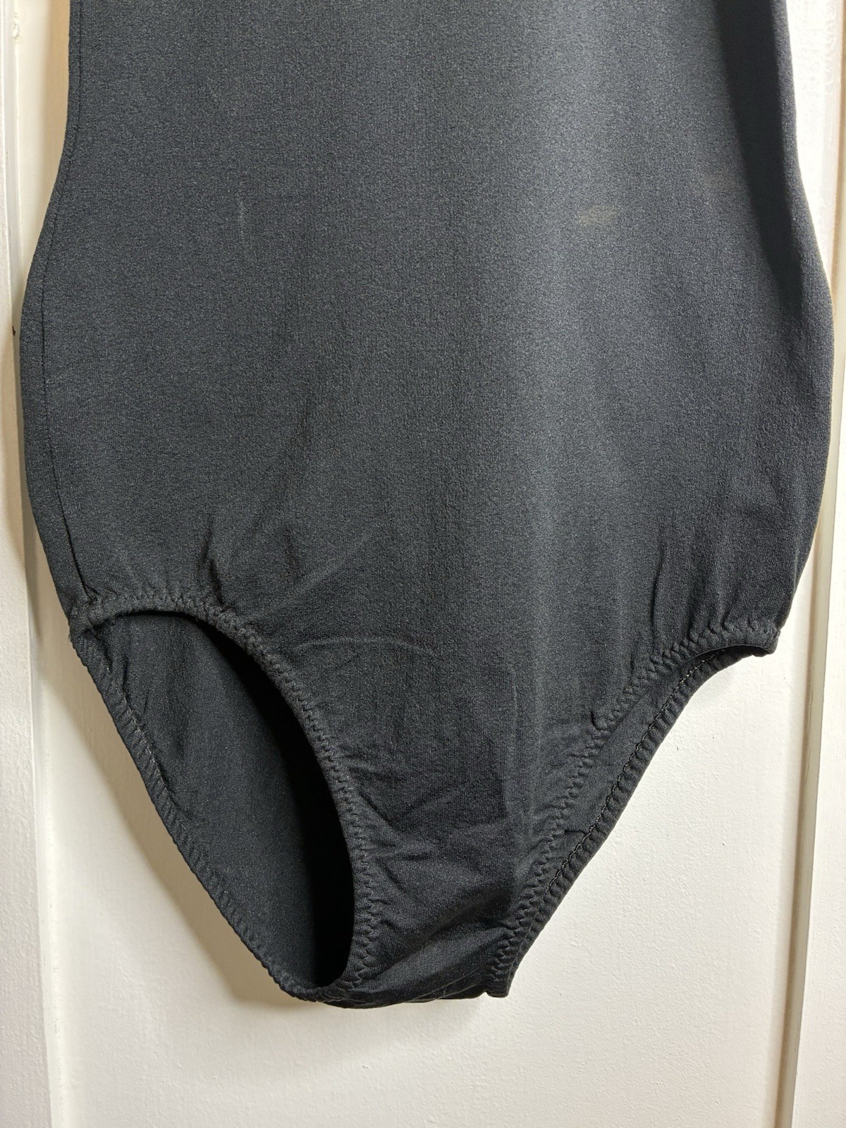 Vintage 1960-70’s Danskin Black Nylon Leotard Body Suit USA Adult Size 12/14