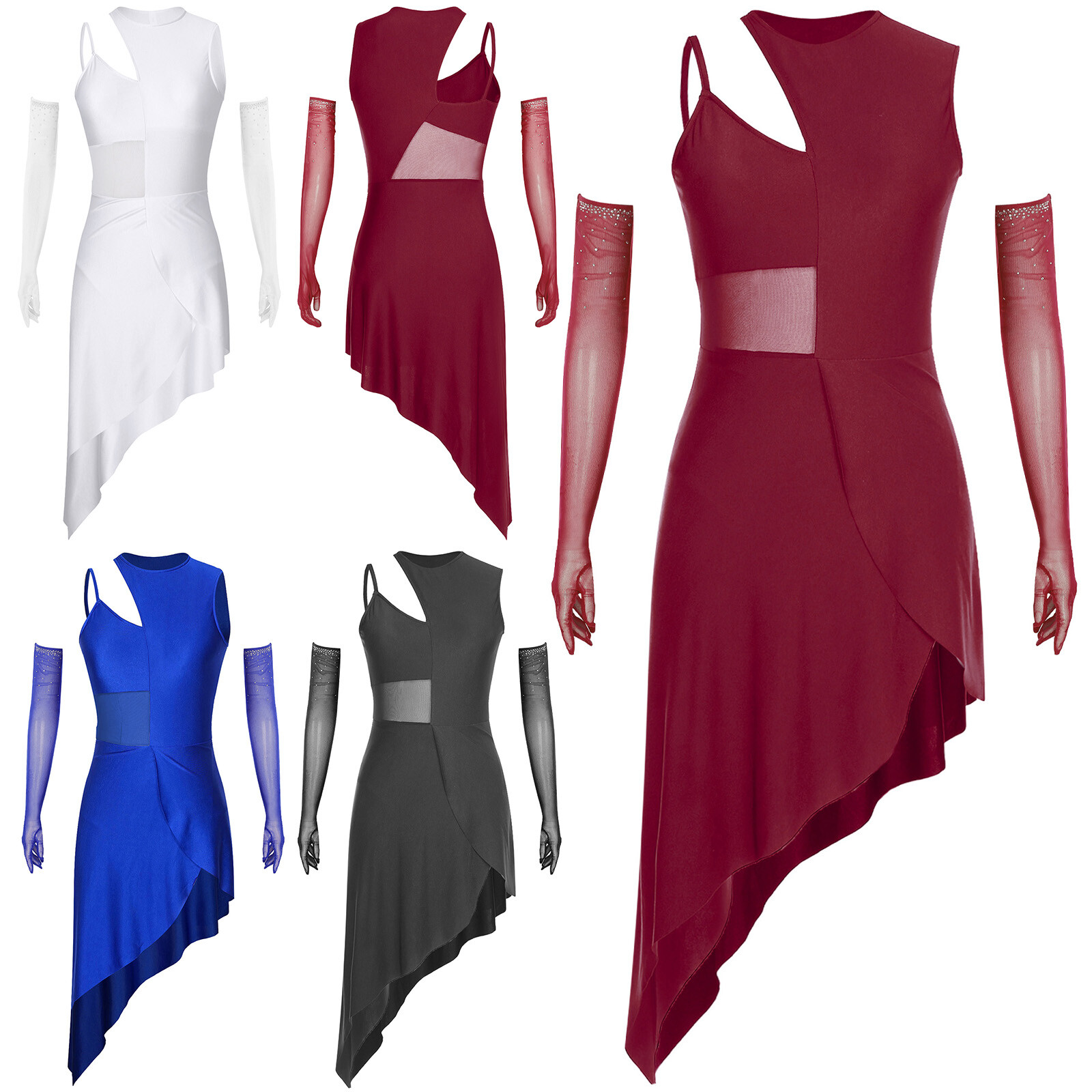 Womens Dresses Figure Dancewear Cha-cha Dress Performance Latin Durability Mesh