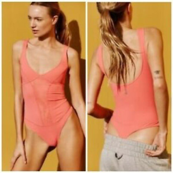 FP Movement Women’s Heart Of Gold Scoop Neck Leotard Strawberry Medium NWT